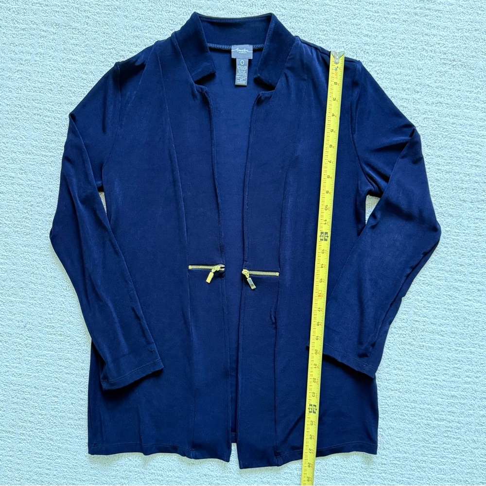 CHICO'S TRAVELERS | Long Navy Jacket Sz S - Picture 3 of 3